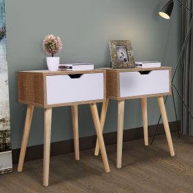 Nightstand, Modern End Table with Drawer, Wooden Side Table for Living Room and Bedroom, Home Furniture