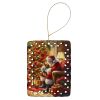 Yorkshire Terrier Yorkie and Santa Claus Porcelain Ornament Christmas Tree Hanging Decorations for Home Christmas Holiday, Rectangle, Gift, Multicolor