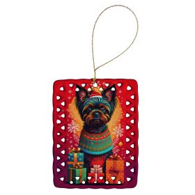 Affenpinscher Holiday Christmas Porcelain Ornament Christmas Tree Hanging Decorations for Home Christmas Holiday, Rectangle, Gift, Multicolor
