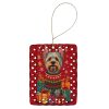 Silky Terrier Holiday Christmas Porcelain Ornament Christmas Tree Hanging Decorations for Home Christmas Holiday, Rectangle, Gift, Multicolor