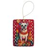 White Boxer Holiday Christmas Porcelain Ornament Christmas Tree Hanging Decorations for Home Christmas Holiday, Rectangle, Gift, Multicolor