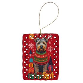 Glen of Imaal Terrier Holiday Christmas Porcelain Ornament Christmas Tree Hanging Decorations for Home Christmas Holiday, Rectangle, Gift, Multicolor