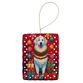Great Pyrenees Holiday Christmas Porcelain Ornament Christmas Tree Hanging Decorations for Home Christmas Holiday, Rectangle, Gift, Multicolor