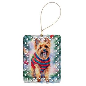 Australian Terrier Christmas Porcelain Ornament Christmas Tree Hanging Decorations for Home Christmas Holiday, Rectangle, Gift, Multicolor