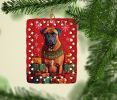 Bullmastiff Holiday Christmas Porcelain Ornament Christmas Tree Hanging Decorations for Home Christmas Holiday, Rectangle, Gift, Multicolor
