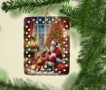 Vizsla and Santa Claus Porcelain Ornament Christmas Tree Hanging Decorations for Home Christmas Holiday, Rectangle, Gift, Multicolor