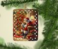Yorkshire Terrier Yorkie and Santa Claus Porcelain Ornament Christmas Tree Hanging Decorations for Home Christmas Holiday, Rectangle, Gift, Multicolor