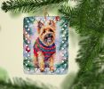 Australian Terrier Christmas Porcelain Ornament Christmas Tree Hanging Decorations for Home Christmas Holiday, Rectangle, Gift, Multicolor