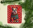 English Bulldog Holiday Christmas Porcelain Ornament Christmas Tree Hanging Decorations for Home Christmas Holiday, Rectangle, Gift, Multicolor