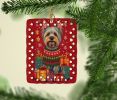 Silky Terrier Holiday Christmas Porcelain Ornament Christmas Tree Hanging Decorations for Home Christmas Holiday, Rectangle, Gift, Multicolor