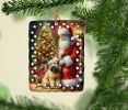 Wheaten Terrier and Santa Claus Porcelain Ornament Christmas Tree Hanging Decorations for Home Christmas Holiday, Rectangle, Gift, Multicolor