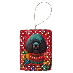 Poodle Holiday Christmas Porcelain Ornament Christmas Tree Hanging Decorations for Home Christmas Holiday, Rectangle, Gift, Multicolor (Default: Default)